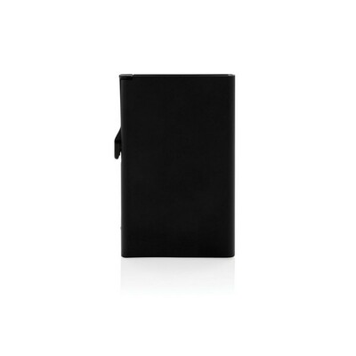 Etui na karty kredytowe, ochrona RFID z nadrukiem Twojego logo, materiał: plastik, aluminium, kolor: czarny Etui na karty kredytowe, ochrona RFID z nadrukiem Twojego logo, materiał: plastik, aluminium, kolor: czarny