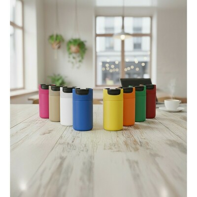 Kubek termiczny 400 ml Air Gifts | Raylee z nadrukiem Twojego logo, materiał: plastik, stal nierdzewna, stal, kolor: czerwony Kubek termiczny 400 ml Air Gifts | Raylee z nadrukiem Twojego logo, materiał: plastik, stal nierdzewna, stal, kolor: czerwony