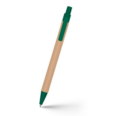 Długopis z kartonu z recyklingu | Nicholas z nadrukiem Twojego logo, materiał: karton, kolor: zielony Długopis z kartonu z recyklingu | Nicholas z nadrukiem Twojego logo, materiał: karton, kolor: zielony