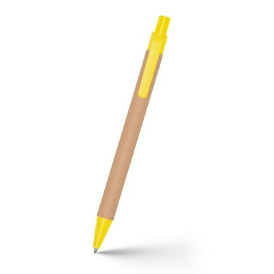 Długopis z kartonu z recyklingu | Nicholas z nadrukiem Twojego logo, materiał: karton, kolor: żółty Długopis z kartonu z recyklingu | Nicholas z nadrukiem Twojego logo, materiał: karton, kolor: żółty