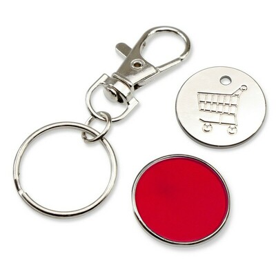 Brelok do kluczy, żeton do wózka na zakupy | Lill z nadrukiem Twojego logo, materiał: metal, kolor: czerwony Brelok do kluczy, żeton do wózka na zakupy | Lill z nadrukiem Twojego logo, materiał: metal, kolor: czerwony