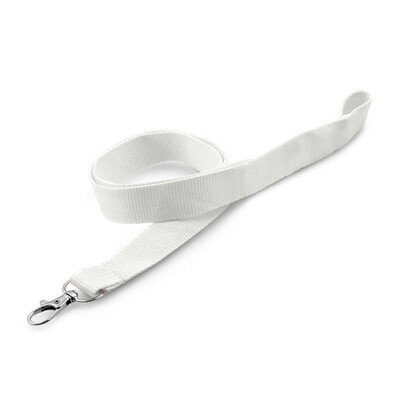 Smycz z karabińczykiem | Hulda z nadrukiem Twojego logo, materiał: metal, poliester, kolor: biały Smycz z karabińczykiem | Hulda z nadrukiem Twojego logo, materiał: metal, poliester, kolor: biały