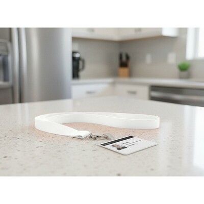 Smycz z karabińczykiem | Hulda z nadrukiem Twojego logo, materiał: metal, poliester, kolor: biały Smycz z karabińczykiem | Hulda z nadrukiem Twojego logo, materiał: metal, poliester, kolor: biały