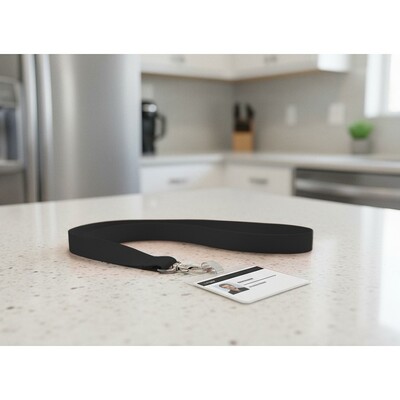 Smycz z karabińczykiem | Hulda z nadrukiem Twojego logo, materiał: metal, poliester, kolor: czarny Smycz z karabińczykiem | Hulda z nadrukiem Twojego logo, materiał: metal, poliester, kolor: czarny