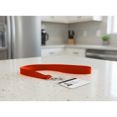 Smycz z karabińczykiem | Hulda z nadrukiem Twojego logo, materiał: metal, poliester, kolor: czerwony Smycz z karabińczykiem | Hulda z nadrukiem Twojego logo, materiał: metal, poliester, kolor: czerwony