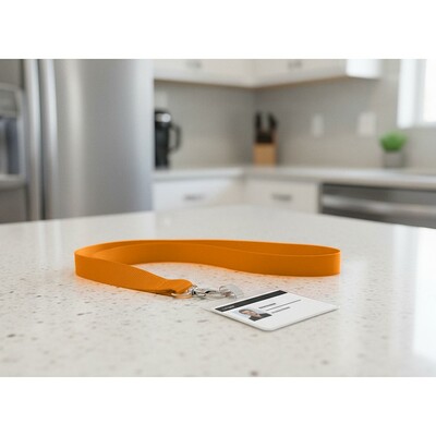 Smycz z karabińczykiem | Hulda z nadrukiem Twojego logo, materiał: metal, poliester, kolor: pomarańczowy Smycz z karabińczykiem | Hulda z nadrukiem Twojego logo, materiał: metal, poliester, kolor: pomarańczowy