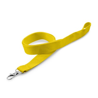 Smycz z karabińczykiem | Hulda z nadrukiem Twojego logo, materiał: metal, poliester, kolor: żółty Smycz z karabińczykiem | Hulda z nadrukiem Twojego logo, materiał: metal, poliester, kolor: żółty