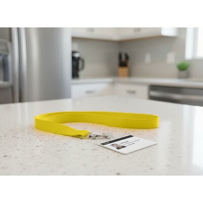 Smycz z karabińczykiem | Hulda z nadrukiem Twojego logo, materiał: metal, poliester, kolor: żółty Smycz z karabińczykiem | Hulda z nadrukiem Twojego logo, materiał: metal, poliester, kolor: żółty