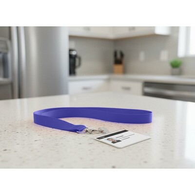 Smycz z karabińczykiem | Hulda z nadrukiem Twojego logo, materiał: metal, poliester, kolor: niebieski Smycz z karabińczykiem | Hulda z nadrukiem Twojego logo, materiał: metal, poliester, kolor: niebieski