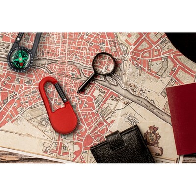 Kompas z karabińczykiem | Madu z nadrukiem Twojego logo, materiał: plastik, kolor: czerwony Kompas z karabińczykiem | Madu z nadrukiem Twojego logo, materiał: plastik, kolor: czerwony