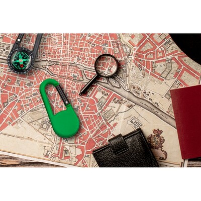 Kompas z karabińczykiem | Madu z nadrukiem Twojego logo, materiał: plastik, kolor: zielony Kompas z karabińczykiem | Madu z nadrukiem Twojego logo, materiał: plastik, kolor: zielony