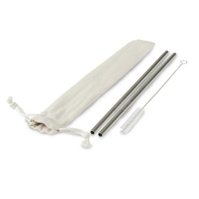 Zestaw słomek wielokrotnego użytku, 2 szt. z czyścikiem | Monim z nadrukiem Twojego logo, materiał: stal nierdzewna, bawełna, stal, kolor: srebrny Zestaw słomek wielokrotnego użytku, 2 szt. z czyścikiem | Monim z nadrukiem Twojego logo, materiał: stal nierdzewna, bawełna, stal, kolor: srebrny