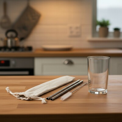 Zestaw słomek wielokrotnego użytku, 2 szt. z czyścikiem | Monim z nadrukiem Twojego logo, materiał: stal nierdzewna, bawełna, stal, kolor: srebrny Zestaw słomek wielokrotnego użytku, 2 szt. z czyścikiem | Monim z nadrukiem Twojego logo, materiał: stal nierdzewna, bawełna, stal, kolor: srebrny
