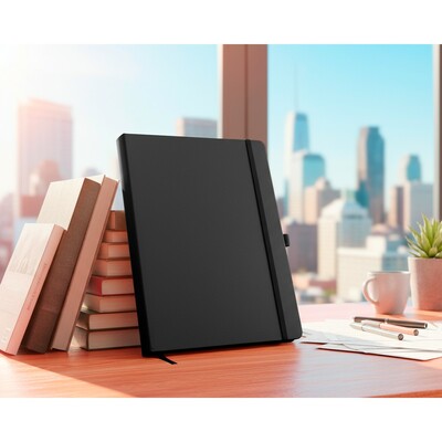 Notatnik ok. A4 | Velsa z nadrukiem Twojego logo, materiał: karton, pu, papier, kolor: czarny Notatnik ok. A4 | Velsa z nadrukiem Twojego logo, materiał: karton, pu, papier, kolor: czarny