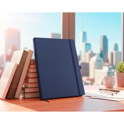 Notatnik ok. A4 | Velsa z nadrukiem Twojego logo, materiał: karton, pu, papier, kolor: granatowy Notatnik ok. A4 | Velsa z nadrukiem Twojego logo, materiał: karton, pu, papier, kolor: granatowy
