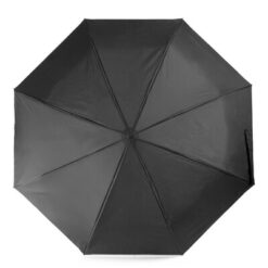 Wiatroodporny parasol manualny RPET, składany | Uksan z nadrukiem Twojego logo, materiał: drewno, włókno szklane, rpet, pongee, kolor: czarny