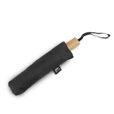 Wiatroodporny parasol manualny RPET, składany | Uksan z nadrukiem Twojego logo, materiał: drewno, włókno szklane, rpet, pongee, kolor: czarny Wiatroodporny parasol manualny RPET, składany | Uksan z nadrukiem Twojego logo, materiał: drewno, włókno szklane, rpet, pongee, kolor: czarny