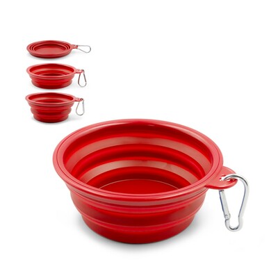 Składana miska dla psa | Platora z nadrukiem Twojego logo, materiał: tpr, kolor: czerwony Składana miska dla psa | Platora z nadrukiem Twojego logo, materiał: tpr, kolor: czerwony