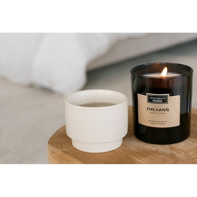 Świeczka zapachowa TREATMENTS z nadrukiem Twojego logo, materiał: guma, karton, szkło, kolor: brązowy Świeczka zapachowa TREATMENTS z nadrukiem Twojego logo, materiał: guma, karton, szkło, kolor: brązowy