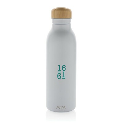 Butelka sportowa 600 ml Avira Alcor, stal nierdzewna z recyklingu z nadrukiem Twojego logo, materiał: bambus, stal nierdzewna, stal, kolor: biały Butelka sportowa 600 ml Avira Alcor, stal nierdzewna z recyklingu z nadrukiem Twojego logo, materiał: bambus, stal nierdzewna, stal, kolor: biały