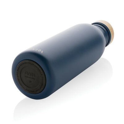 Butelka sportowa 600 ml Avira Alcor, stal nierdzewna z recyklingu z nadrukiem Twojego logo, materiał: bambus, stal nierdzewna, stal, kolor: niebieski Butelka sportowa 600 ml Avira Alcor, stal nierdzewna z recyklingu z nadrukiem Twojego logo, materiał: bambus, stal nierdzewna, stal, kolor: niebieski