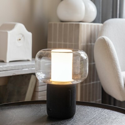 Głośnik bezprzewodowy 10W, lampka na biurko z nadrukiem Twojego logo, materiał: rpet, kolor: black Głośnik bezprzewodowy 10W, lampka na biurko z nadrukiem Twojego logo, materiał: rpet, kolor: black