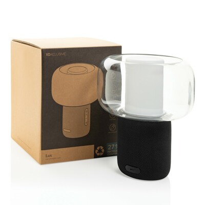 Głośnik bezprzewodowy 10W, lampka na biurko z nadrukiem Twojego logo, materiał: rpet, kolor: black Głośnik bezprzewodowy 10W, lampka na biurko z nadrukiem Twojego logo, materiał: rpet, kolor: black