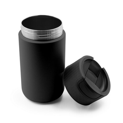 Kubek termiczny 400 ml Air Gifts | Raylee z nadrukiem Twojego logo, materiał: plastik, stal nierdzewna, stal, kolor: czarny Kubek termiczny 400 ml Air Gifts | Raylee z nadrukiem Twojego logo, materiał: plastik, stal nierdzewna, stal, kolor: czarny
