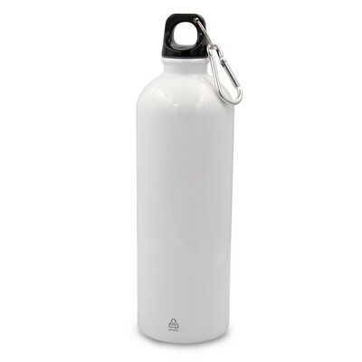 Butelka sportowa 770 ml z karabińczykiem | Laveriano z nadrukiem Twojego logo, materiał: plastik, stal nierdzewna, stal, kolor: biały Butelka sportowa 770 ml z karabińczykiem | Laveriano z nadrukiem Twojego logo, materiał: plastik, stal nierdzewna, stal, kolor: biały