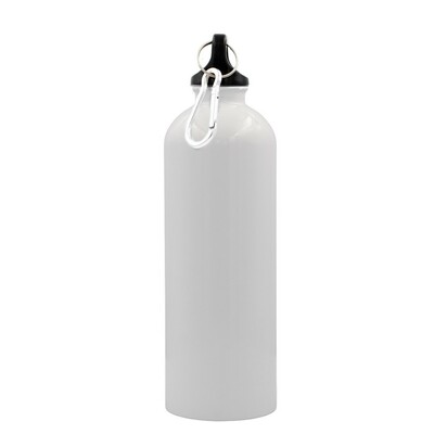 Butelka sportowa 770 ml z karabińczykiem | Laveriano z nadrukiem Twojego logo, materiał: plastik, stal nierdzewna, stal, kolor: biały Butelka sportowa 770 ml z karabińczykiem | Laveriano z nadrukiem Twojego logo, materiał: plastik, stal nierdzewna, stal, kolor: biały