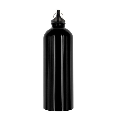 Butelka sportowa 750 ml z karabińczykiem | Laveriano z nadrukiem Twojego logo, materiał: plastik, stal nierdzewna, stal, kolor: czarny Butelka sportowa 750 ml z karabińczykiem | Laveriano z nadrukiem Twojego logo, materiał: plastik, stal nierdzewna, stal, kolor: czarny