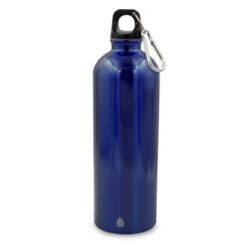 Butelka sportowa 750 ml z karabińczykiem | Laveriano z nadrukiem Twojego logo, materiał: plastik, stal nierdzewna, stal, kolor: granatowy