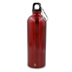Butelka sportowa 750 ml z karabińczykiem | Laveriano z nadrukiem Twojego logo, materiał: plastik, stal nierdzewna, stal, kolor: czerwony