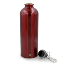 Butelka sportowa 750 ml z karabińczykiem | Laveriano z nadrukiem Twojego logo, materiał: plastik, stal nierdzewna, stal, kolor: czerwony