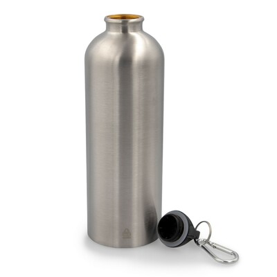 Butelka sportowa 750 ml z karabińczykiem | Laveriano z nadrukiem Twojego logo, materiał: plastik, stal nierdzewna, stal, kolor: srebrny Butelka sportowa 750 ml z karabińczykiem | Laveriano z nadrukiem Twojego logo, materiał: plastik, stal nierdzewna, stal, kolor: srebrny