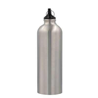 Butelka sportowa 750 ml z karabińczykiem | Laveriano z nadrukiem Twojego logo, materiał: plastik, stal nierdzewna, stal, kolor: srebrny Butelka sportowa 750 ml z karabińczykiem | Laveriano z nadrukiem Twojego logo, materiał: plastik, stal nierdzewna, stal, kolor: srebrny