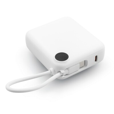 Power bank 10000 mAh | Alula z nadrukiem Twojego logo, materiał: plastik, kolor: biały Power bank 10000 mAh | Alula z nadrukiem Twojego logo, materiał: plastik, kolor: biały