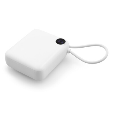 Power bank 10000 mAh | Alula z nadrukiem Twojego logo, materiał: plastik, kolor: biały Power bank 10000 mAh | Alula z nadrukiem Twojego logo, materiał: plastik, kolor: biały