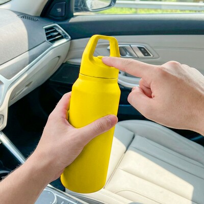 Butelka termiczna 530 ml Air Gifts | Almaide z nadrukiem Twojego logo, materiał: plastik, stal nierdzewna, stal, kolor: żółty Butelka termiczna 530 ml Air Gifts | Almaide z nadrukiem Twojego logo, materiał: plastik, stal nierdzewna, stal, kolor: żółty