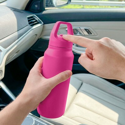 Butelka termiczna 530 ml Air Gifts | Almaide z nadrukiem Twojego logo, materiał: plastik, stal nierdzewna, stal, kolor: różowy Butelka termiczna 530 ml Air Gifts | Almaide z nadrukiem Twojego logo, materiał: plastik, stal nierdzewna, stal, kolor: różowy