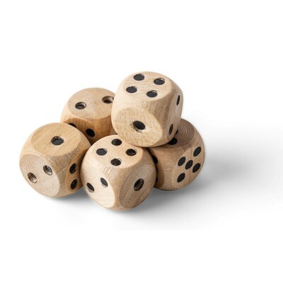 Zestaw do gry w kości z nadrukiem Twojego logo, materiał: drewno, kolor: brązowy Zestaw do gry w kości z nadrukiem Twojego logo, materiał: drewno, kolor: brązowy