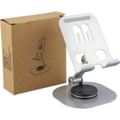 Stojak na telefon z nadrukiem Twojego logo, materiał: metal, kolor: srebrny