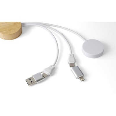 Kabel do ładowania 65W z nadrukiem Twojego logo, materiał: metal, bambus, tpe, kolor: brązowy Kabel do ładowania 65W z nadrukiem Twojego logo, materiał: metal, bambus, tpe, kolor: brązowy