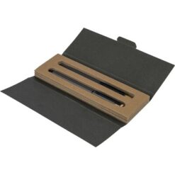 Zestaw piśmienniczy, długopis i pióro kulkowe z nadrukiem Twojego logo, materiał: metal, aluminium, bambus, rpet, kolor: szary