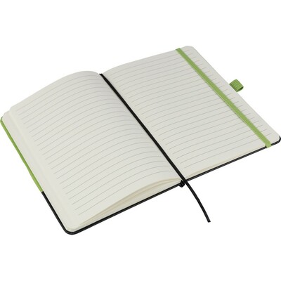 Notatnik ok. A5 z nadrukiem Twojego logo, materiał: pu, poliester, rpet, kolor: limonkowy Notatnik ok. A5 z nadrukiem Twojego logo, materiał: pu, poliester, rpet, kolor: limonkowy