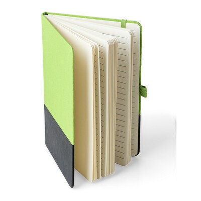 Notatnik ok. A5 z nadrukiem Twojego logo, materiał: pu, poliester, rpet, kolor: limonkowy Notatnik ok. A5 z nadrukiem Twojego logo, materiał: pu, poliester, rpet, kolor: limonkowy