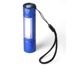 Latarka COB z nadrukiem Twojego logo, materiał: aluminium, poliester, kolor: granatowy