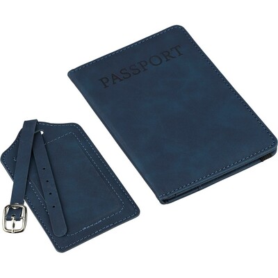 Etui do paszportu, zawieszka do bagażu z nadrukiem Twojego logo, materiał: pu, kolor: niebieski Etui do paszportu, zawieszka do bagażu z nadrukiem Twojego logo, materiał: pu, kolor: niebieski