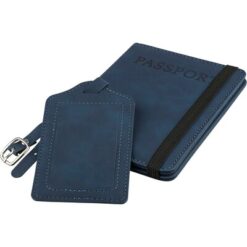 Etui do paszportu, zawieszka do bagażu z nadrukiem Twojego logo, materiał: pu, kolor: niebieski