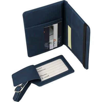 Etui do paszportu, zawieszka do bagażu z nadrukiem Twojego logo, materiał: pu, kolor: niebieski Etui do paszportu, zawieszka do bagażu z nadrukiem Twojego logo, materiał: pu, kolor: niebieski